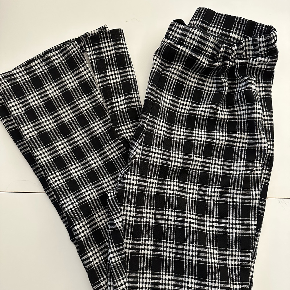 SHEIN SMALL black & white plaid pants
